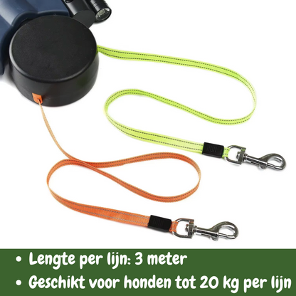 Dubbele Hondenriem met Rolmechanisme - TwinWalker