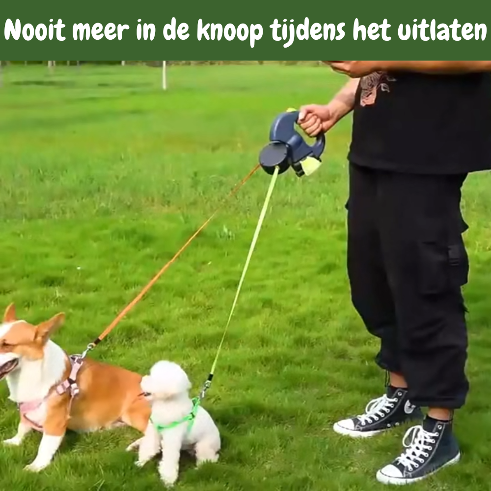 Dubbele Hondenriem met Rolmechanisme - TwinWalker