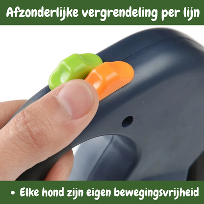 Dubbele Hondenriem met Rolmechanisme - TwinWalker